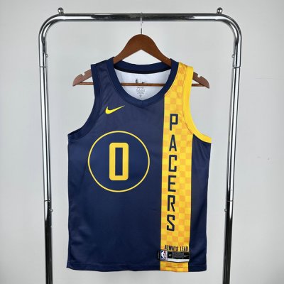 Maillot de Basket #0 Haliburton Indiana Pacers 18-19 city Marine Imprimé